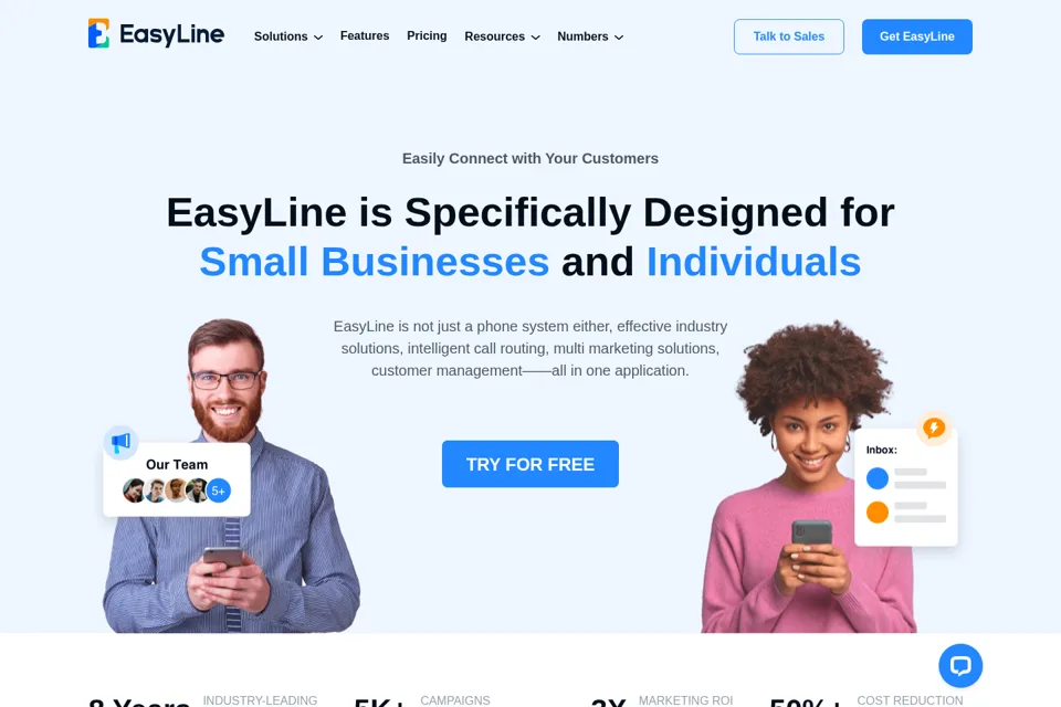 Aperçu de la landing page