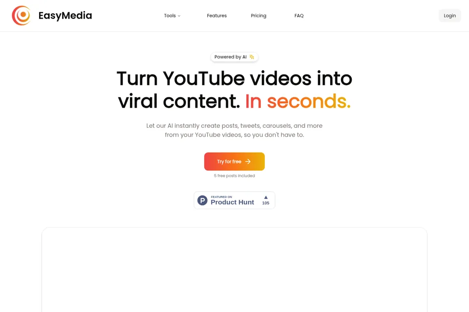 Aperçu de la landing page