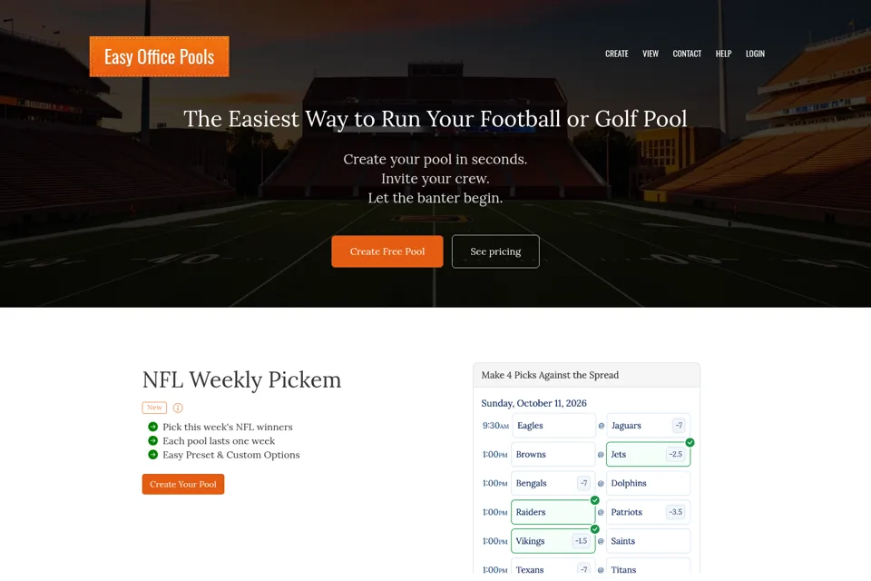 Aperçu de la landing page