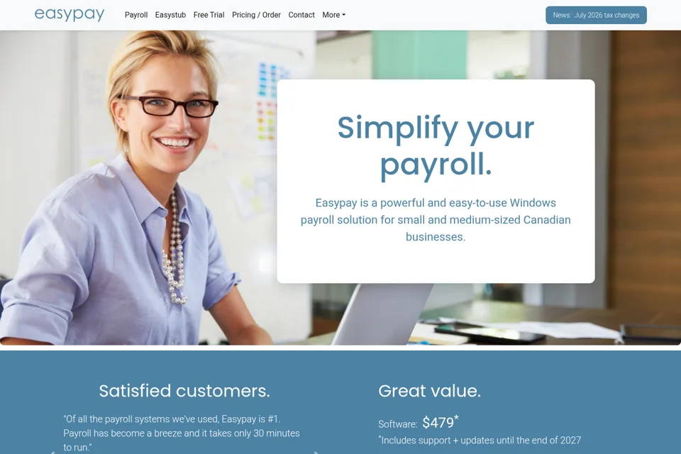 Aperçu de la landing page