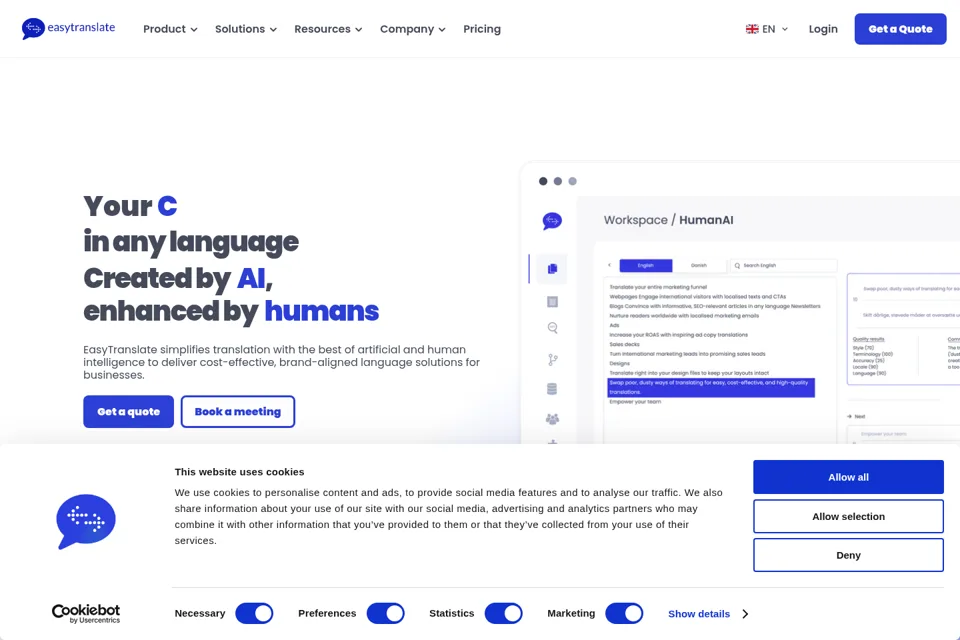 Aperçu de la landing page