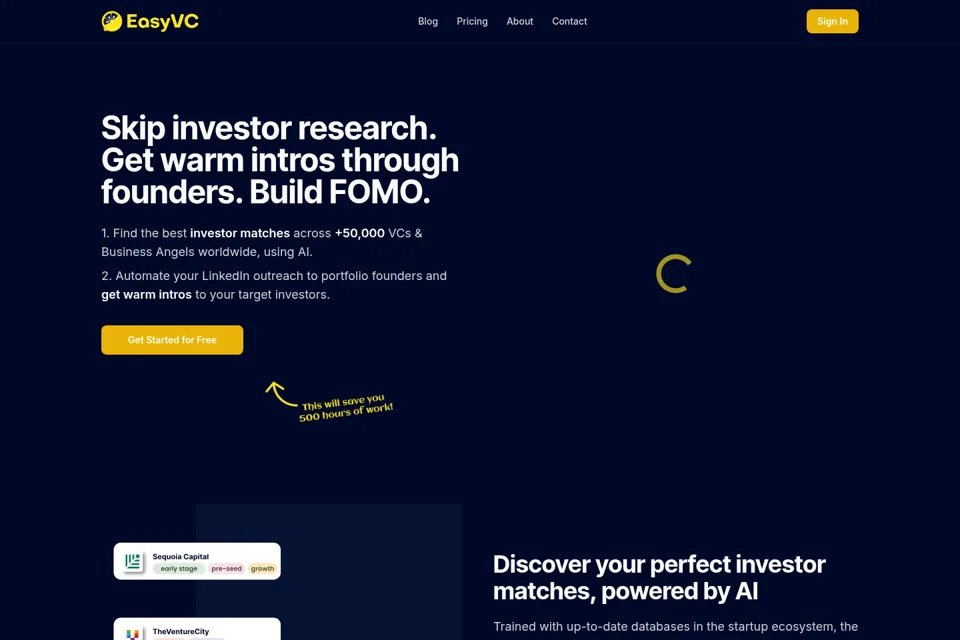 Aperçu de la landing page
