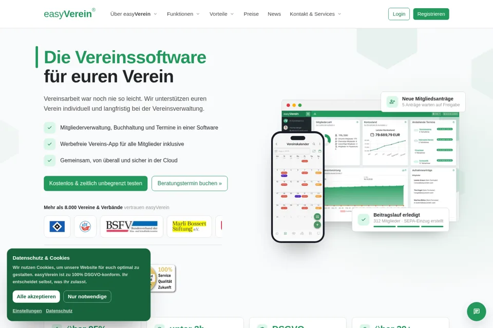 Aperçu de la landing page