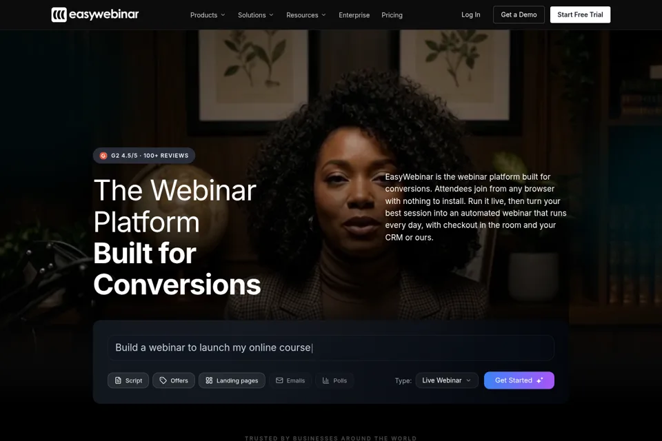 Aperçu de la landing page