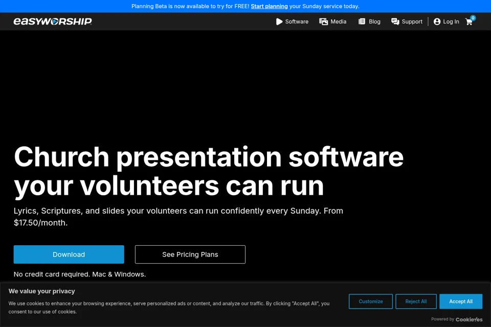 Aperçu de la landing page