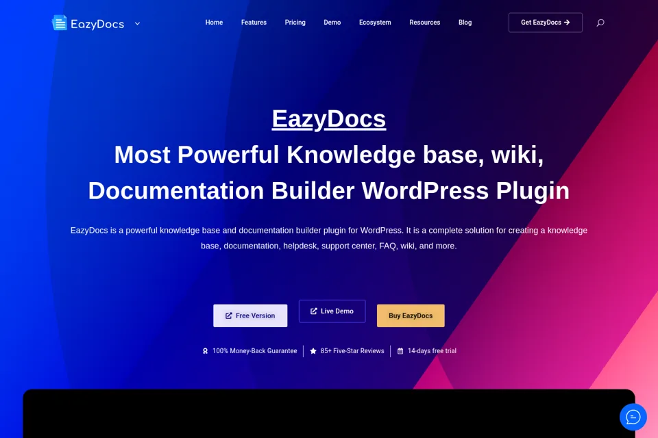 Aperçu de la landing page