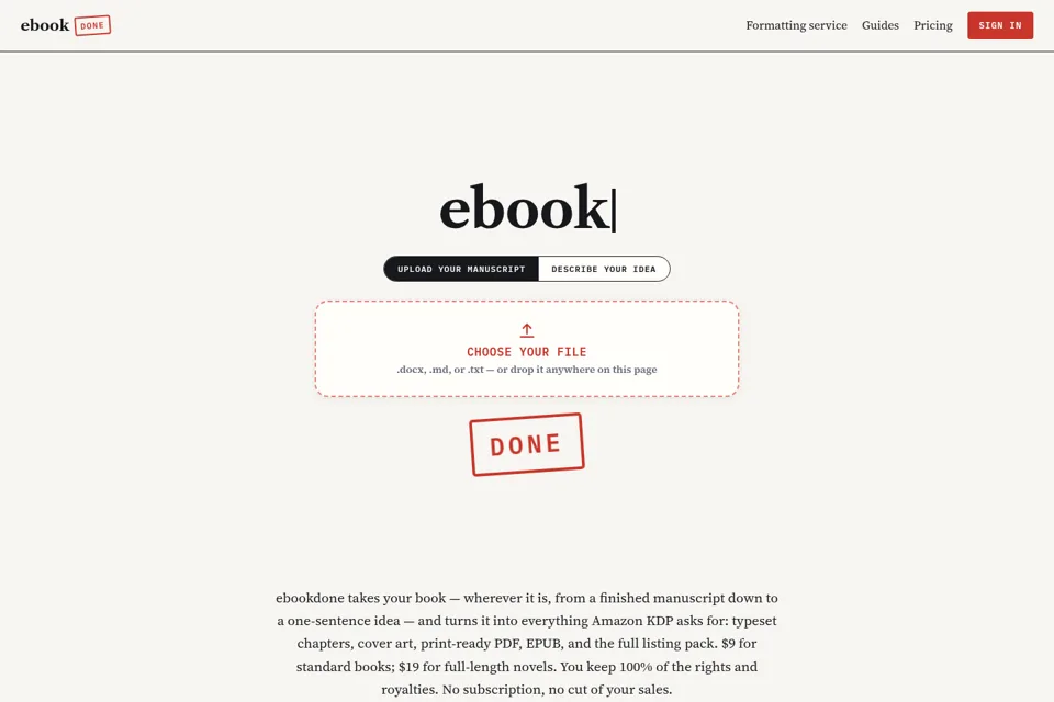 Aperçu de la landing page