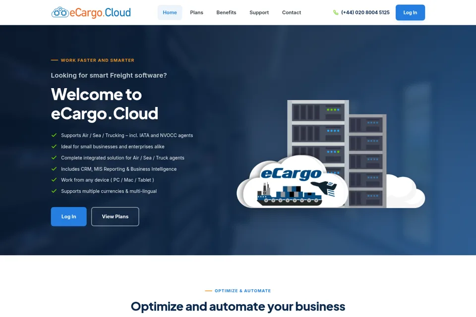 Aperçu de la landing page