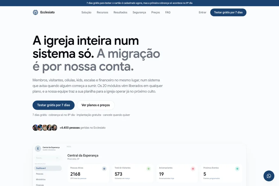 Aperçu de la landing page