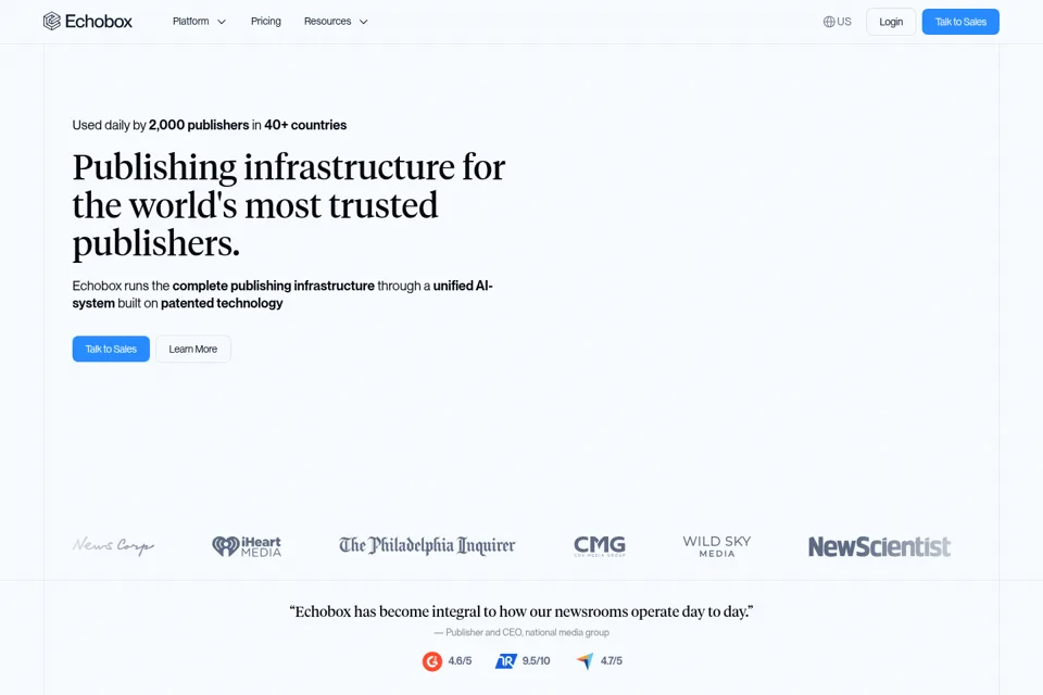 Aperçu de la landing page