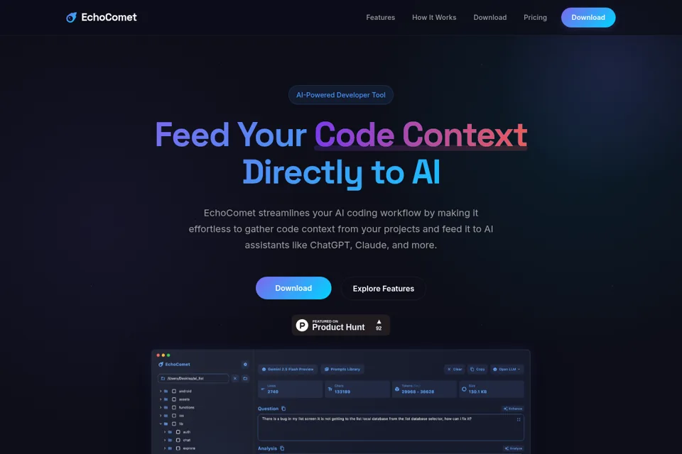 Aperçu de la landing page