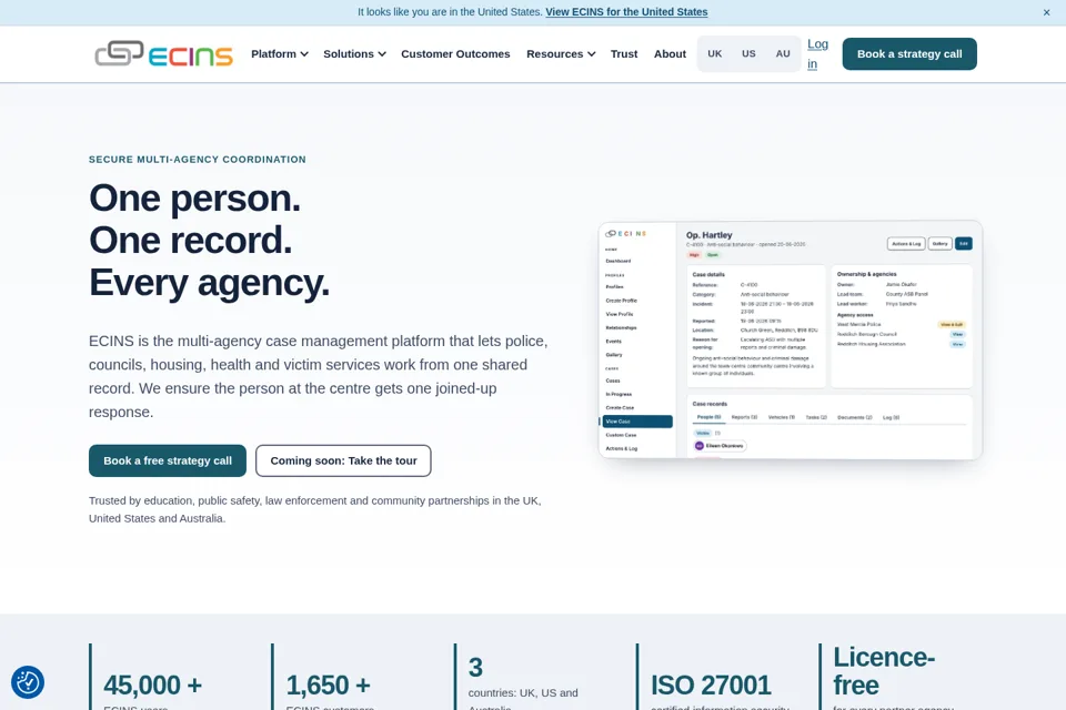 Aperçu de la landing page