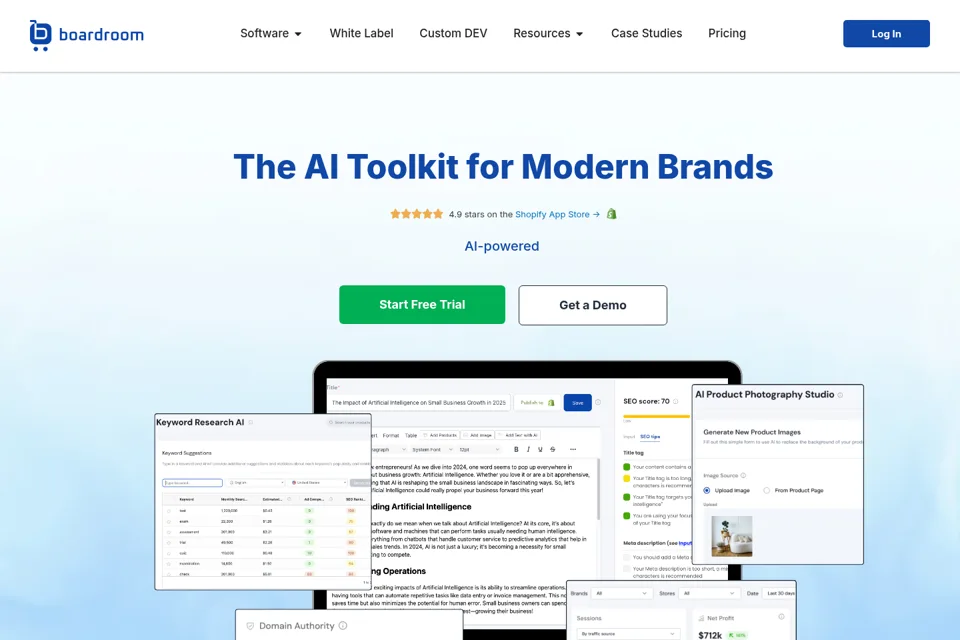 Aperçu de la landing page