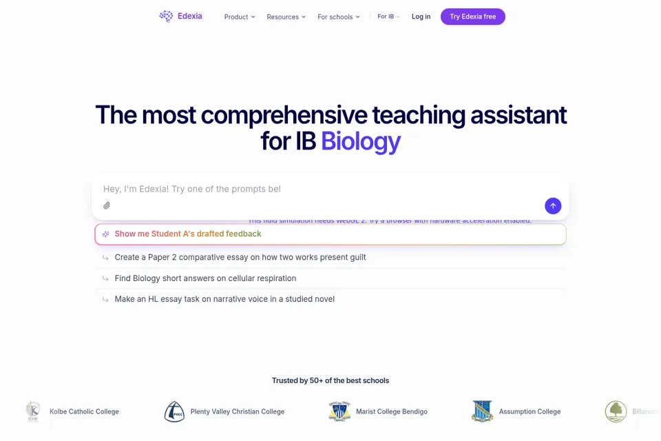 Aperçu de la landing page