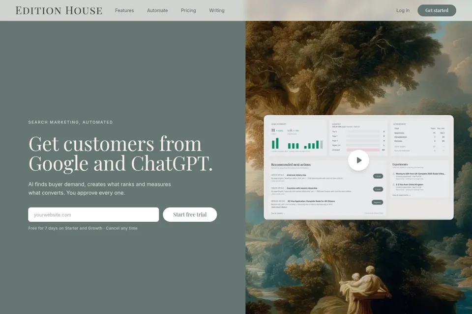 Aperçu de la landing page