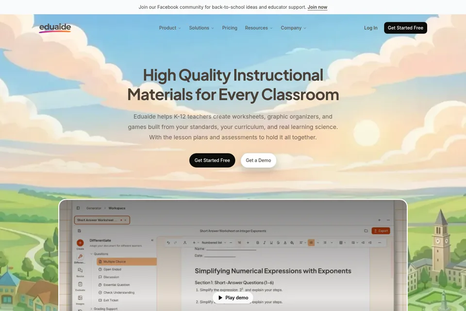 Aperçu de la landing page