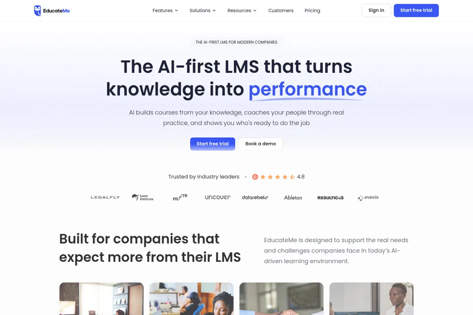 Aperçu de la landing page