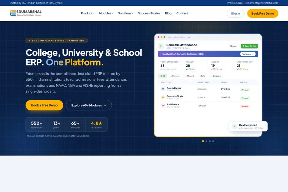 Aperçu de la landing page