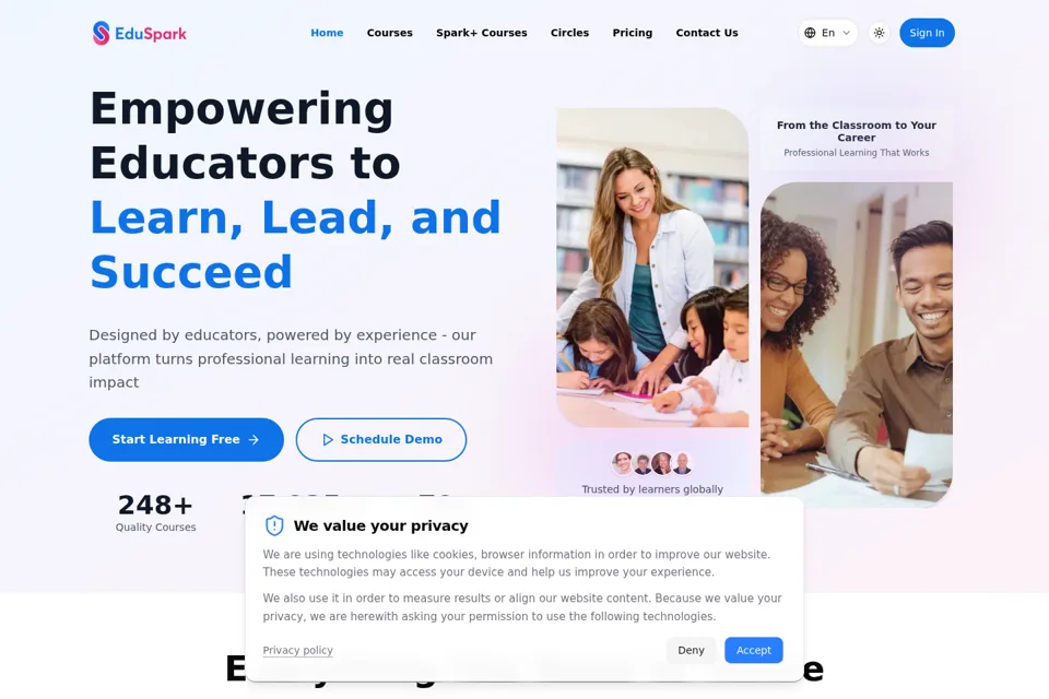 Aperçu de la landing page