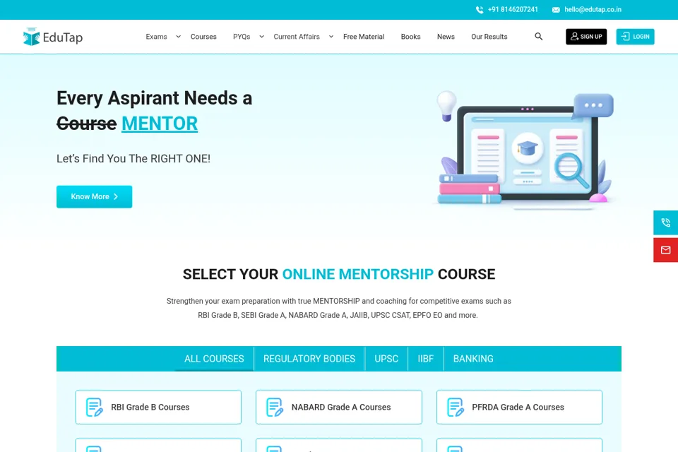 Aperçu de la landing page