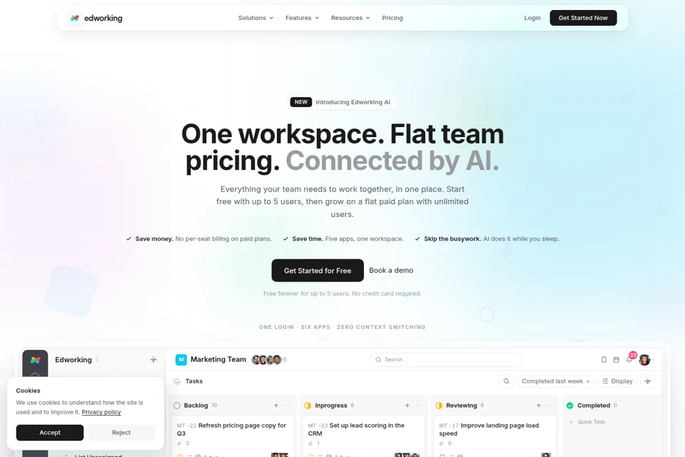 Aperçu de la landing page