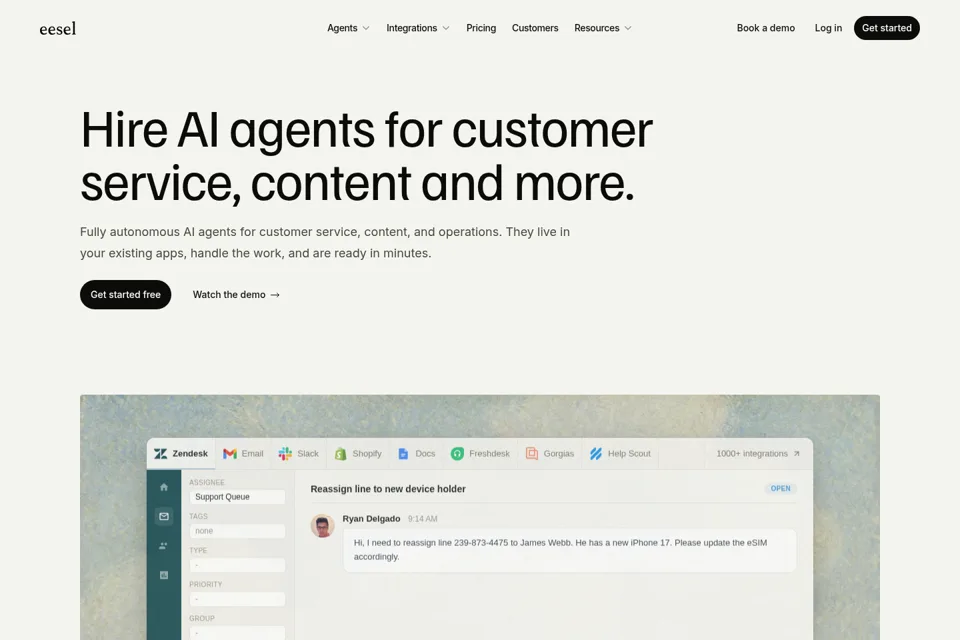 Aperçu de la landing page