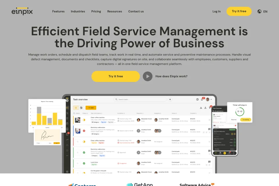 Aperçu de la landing page