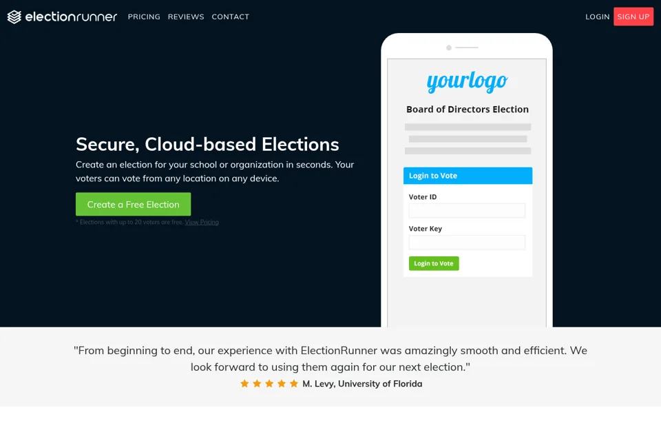 Aperçu de la landing page
