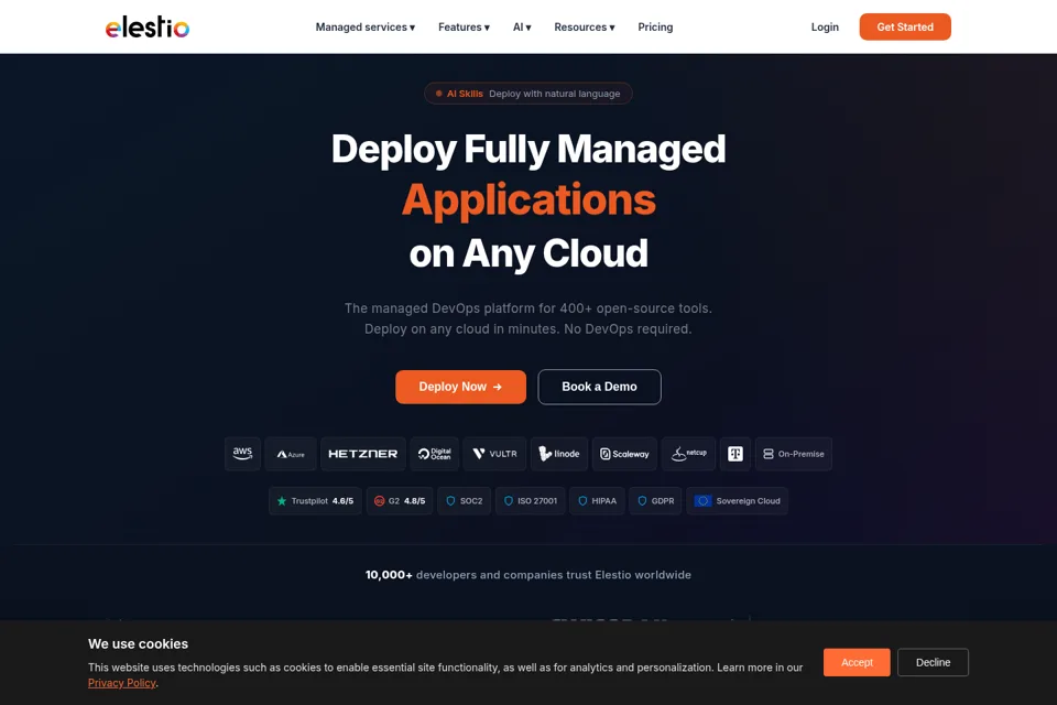 Aperçu de la landing page