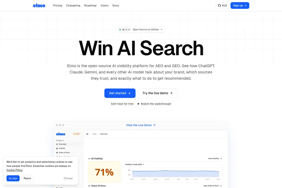 Aperçu de la landing page