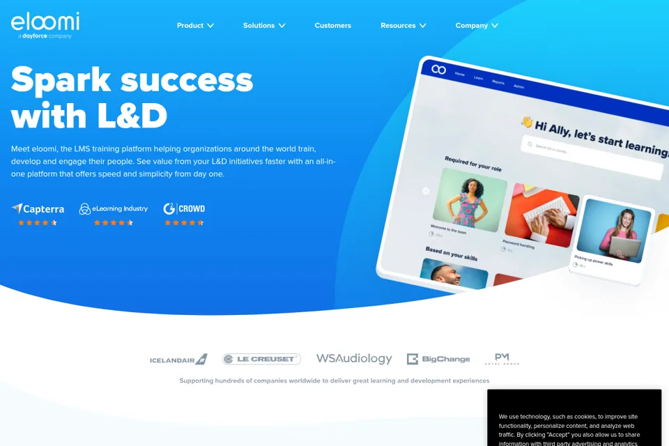 Aperçu de la landing page
