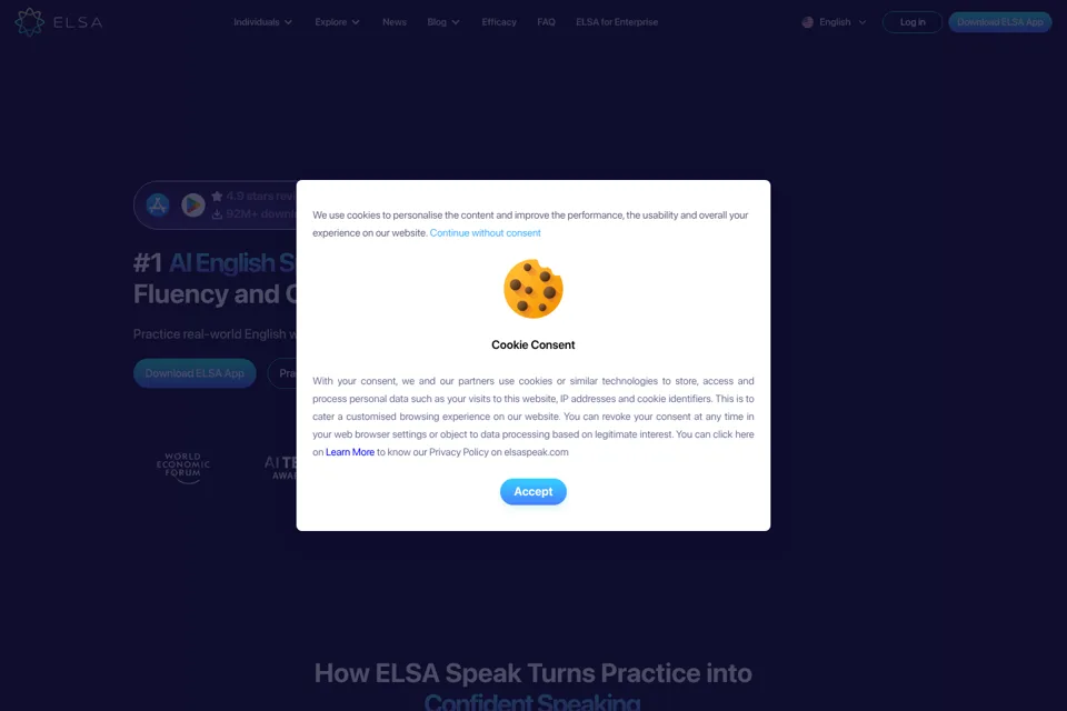 Aperçu de la landing page