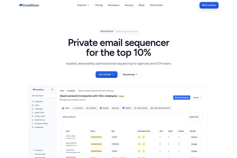 Aperçu de la landing page