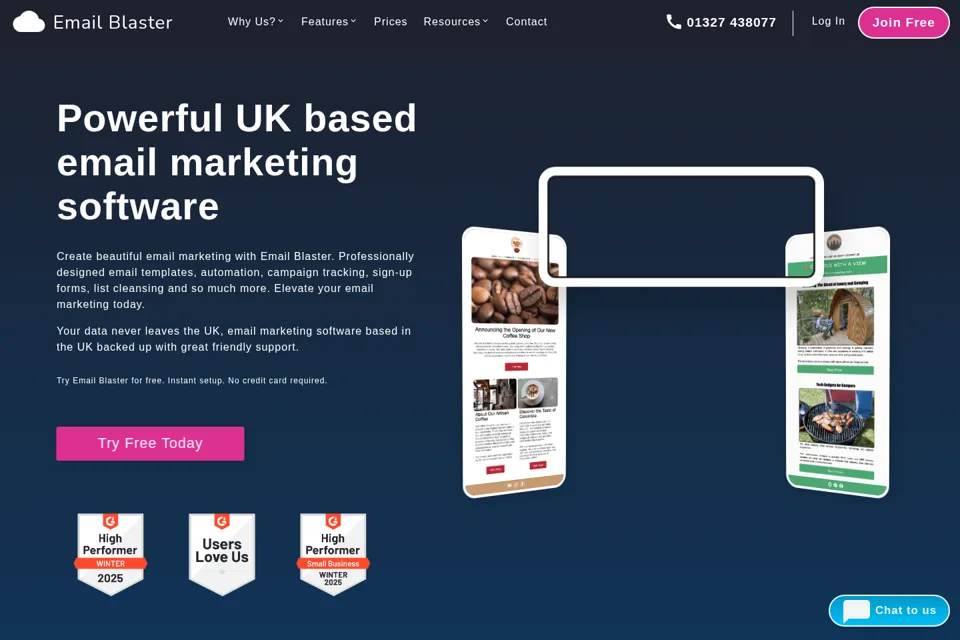 Aperçu de la landing page