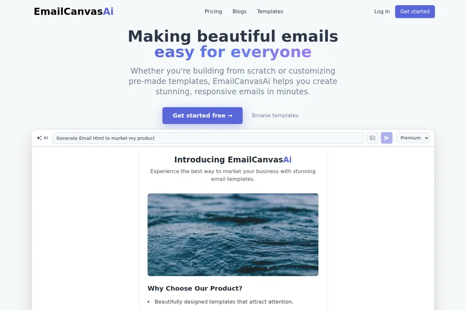 Aperçu de la landing page