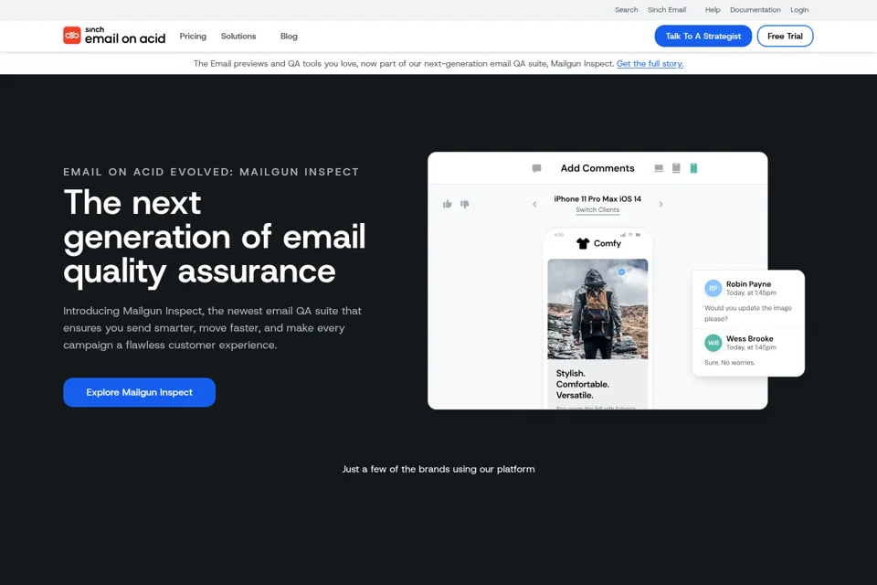 Landing page preview