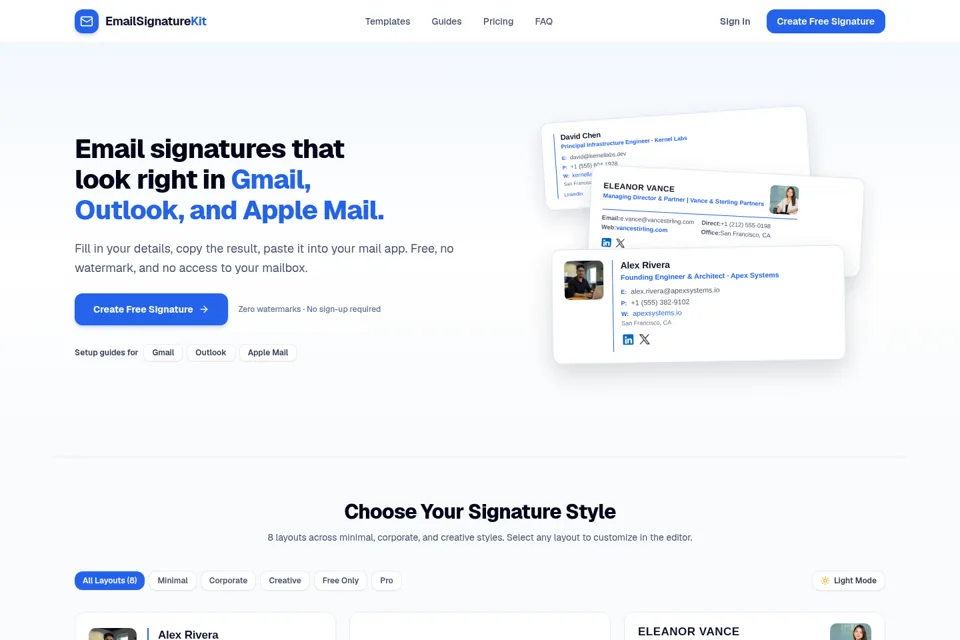 Landing page preview