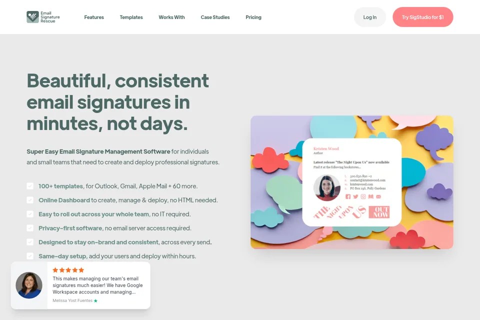 Aperçu de la landing page