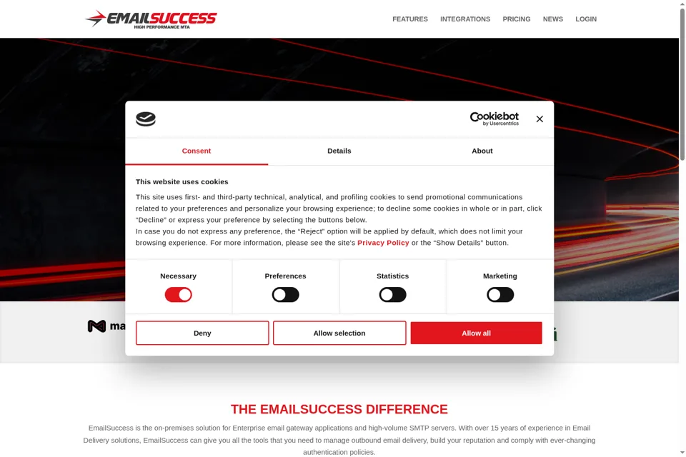 Aperçu de la landing page