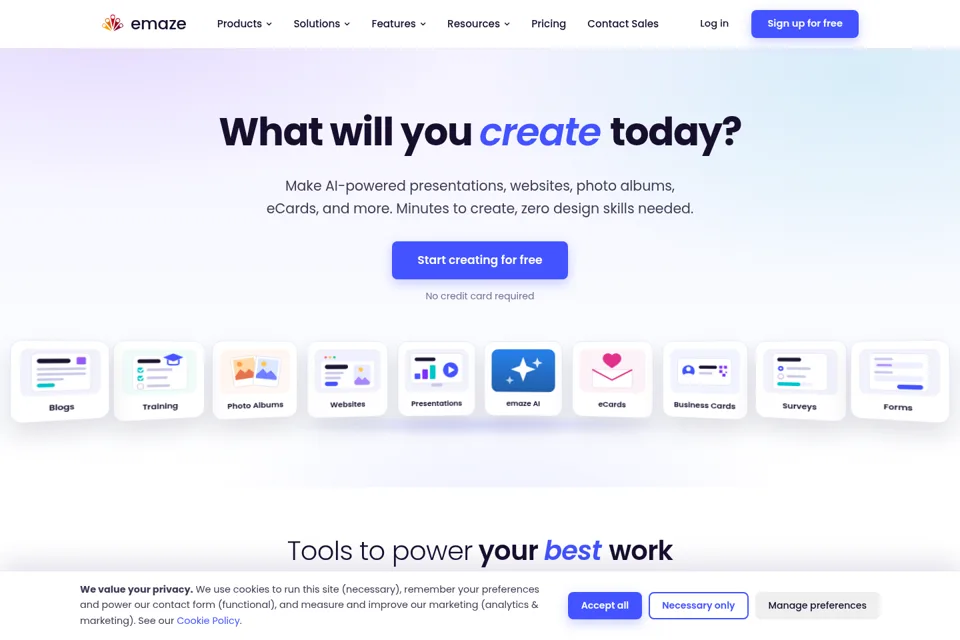 Aperçu de la landing page