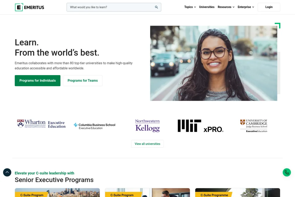 Aperçu de la landing page