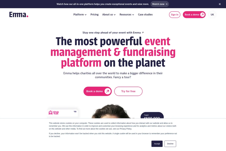 Aperçu de la landing page