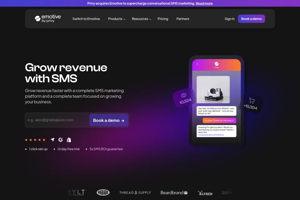 Aperçu de la landing page