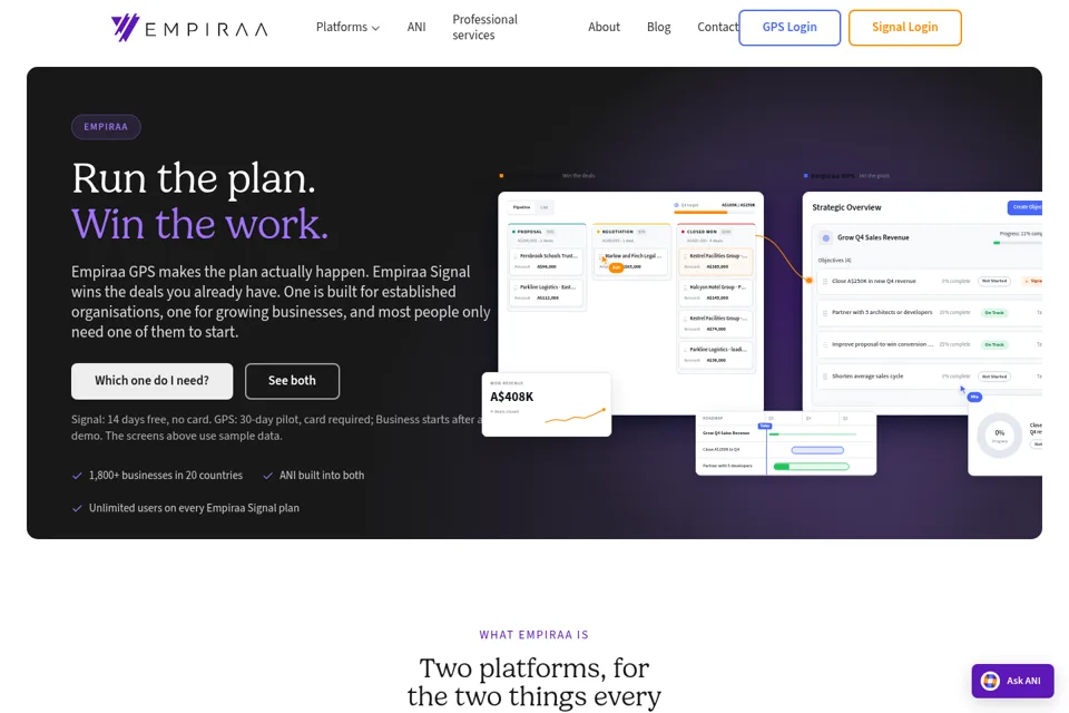 Aperçu de la landing page