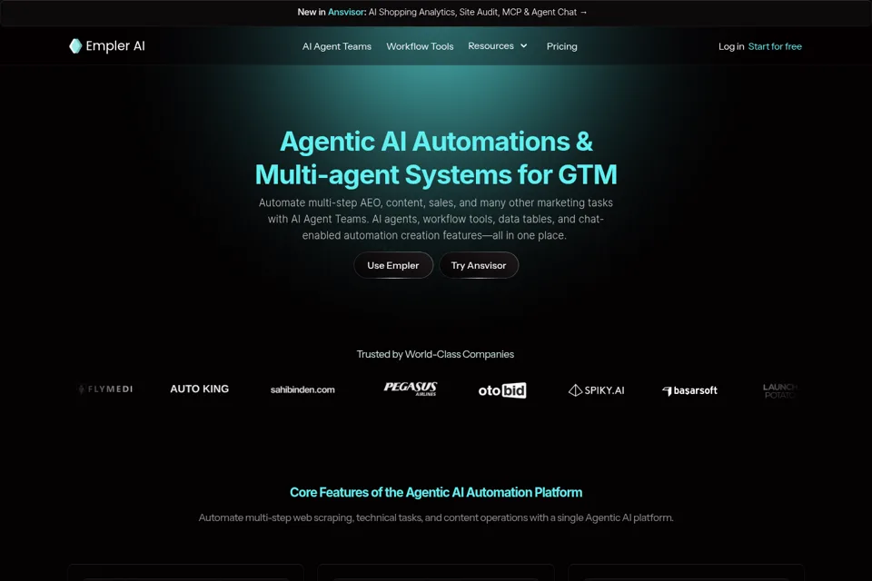 Aperçu de la landing page