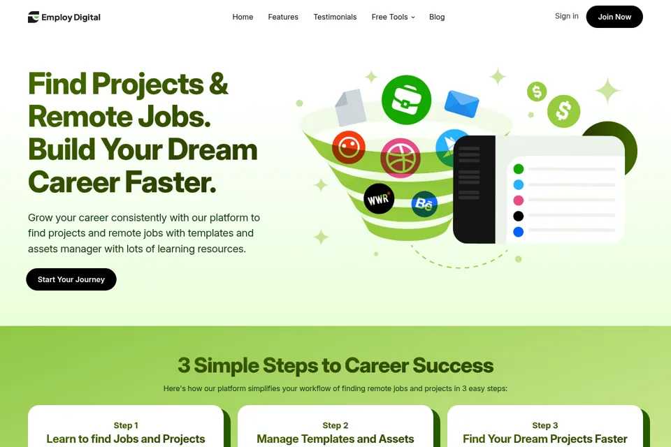 Aperçu de la landing page