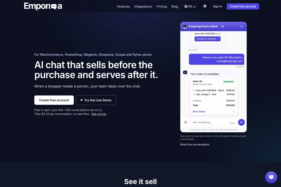 Aperçu de la landing page