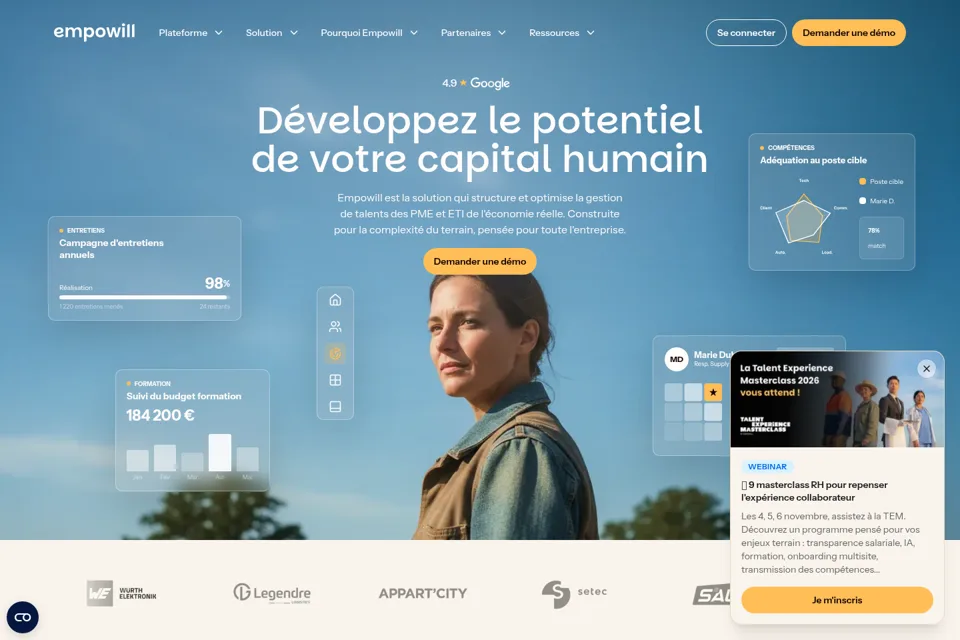 Aperçu de la landing page