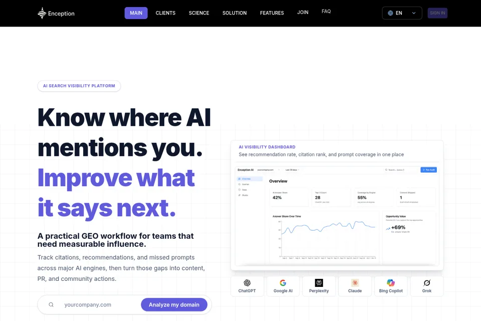 Aperçu de la landing page