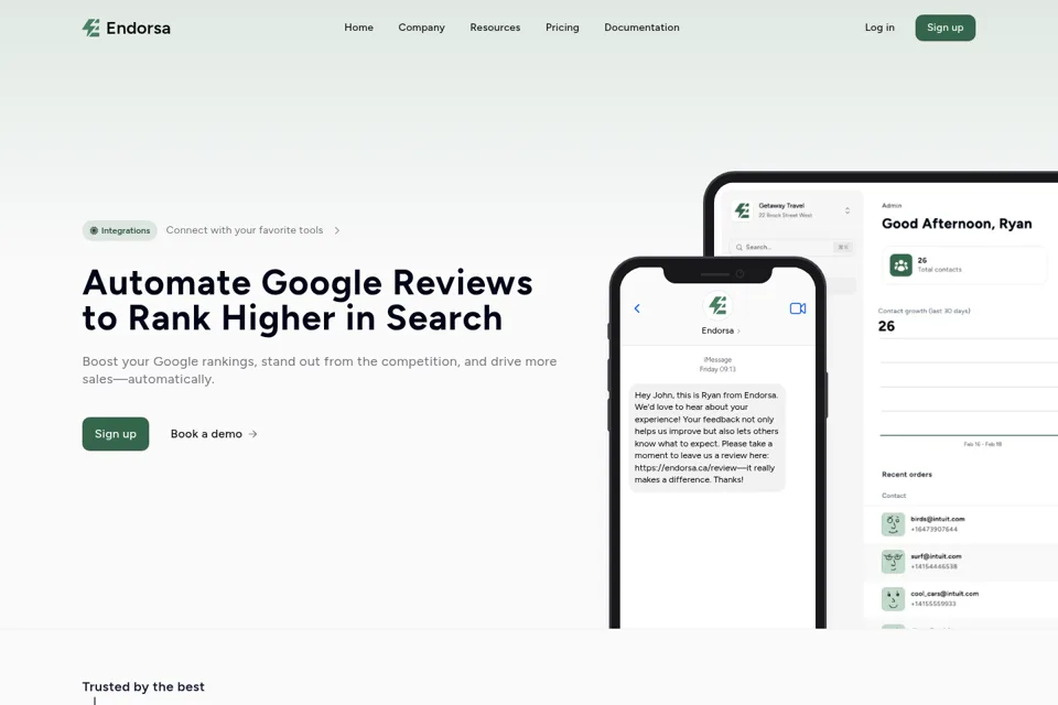 Aperçu de la landing page